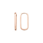 14K Gold Oval Hoop Earrings – Tiny Rectangular Huggies in 16mm 19mm 24mm - Single Small / 14K Rose Gold - Hoop Earrings