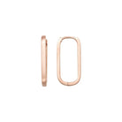 14K Gold Oval Hoop Earrings – Tiny Rectangular Huggies in 16mm 19mm 24mm - Single Small / 14K Rose Gold - Hoop Earrings