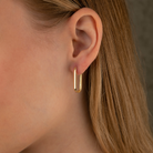 14K Gold Oval Hoop Earrings – Tiny Rectangular Huggies in 16mm 19mm 24mm - Hoop Earrings