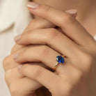 14K Gold Oval Sapphire Ring Deep Blue Solitaire Gem Handcrafted Minimalist Jewelry