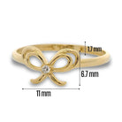 14K Gold Ribbon Ring Simulated Diamond Bow Ring