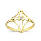 14K Gold Rosary Cross Ring Simulated Diamond Religious Gift