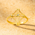 14K Gold Rosary Cross Ring Simulated Diamond Religious Gift
