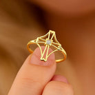 14K Gold Rosary Cross Ring Simulated Diamond Religious Gift