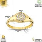 14K Gold Signet Ring Pavé Cubic Zirconia Diamond Flat Bar Ring for Women