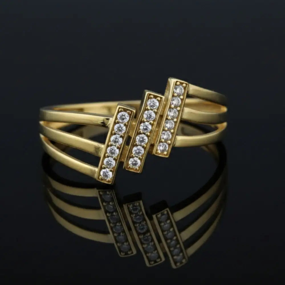 14K Gold Simulated Diamond Split Shank Ring Minimalist CZ Ring