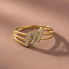 14K Gold Simulated Diamond Split Shank Ring Minimalist CZ Ring