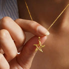 14K Gold Star Pendant Necklace Elegant Handmade Jewelry Dazzling Gift For Her - Jewelry
