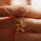 14K Gold Star Pendant Necklace Elegant Handmade Jewelry Dazzling Gift For Her - Jewelry