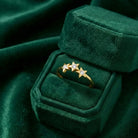 14K Gold Star Ring Three CZ Stone Accent Stars Elegant Adjustable Jewelry for Women