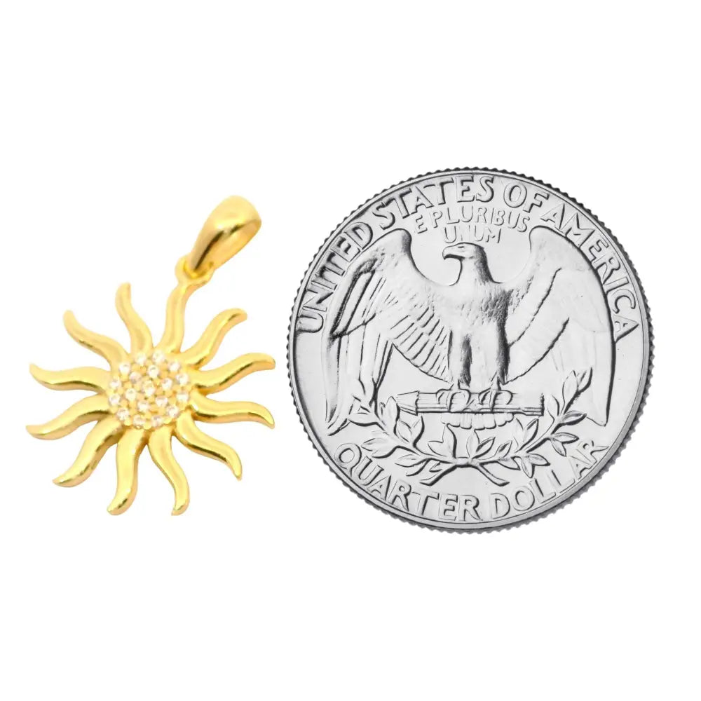 14K Gold Sun Pendant Necklace with Diamond Accent Handcrafted Jewelry for Women - Pendants