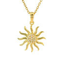 14K Gold Sun Pendant Necklace with Diamond Accent Handcrafted Jewelry for Women - Pendants