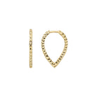 14K Gold Teardrop Triangle Hoop Earrings – Hinged Huggies Diamond Cut - Hoop Earrings