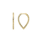 14K Gold Teardrop Triangle Hoop Earrings – Hinged Huggies Diamond Cut - Hoop Earrings