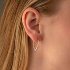 14K Gold Teardrop Triangle Hoop Earrings – Hinged Huggies Diamond Cut - Hoop Earrings