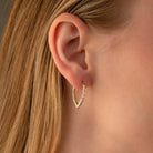 14K Gold Teardrop Triangle Hoop Earrings – Hinged Huggies Diamond Cut - Hoop Earrings