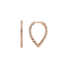 14K Gold Teardrop Triangle Hoop Earrings – Hinged Huggies Diamond Cut - Single (1 Earring) / 14K Rose Gold - Hoop