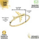14K Handmade Airplane Ring Unique Gold Travel Lover’s Design with Polished Finish