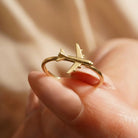 14K Handmade Airplane Ring Unique Gold Travel Lover’s Design with Polished Finish
