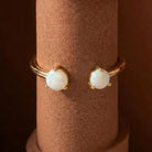 14K Handmade Double Moonstone Open Ring Adjustable Gold Band with Natural Iridescent Gemstones