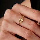 14K Handmade Evil Eye Ring Gold Symbol of Protection with Simple Elegant Design