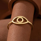14K Handmade Evil Eye Ring Gold Symbol of Protection with Simple Elegant Design