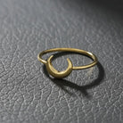 14K Handmade Gold Crescent Moon Ring Minimal Celestial Design with Elegant Curved Silhouette