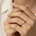 14K Handmade Gold Crescent Moon Ring Minimal Celestial Design with Elegant Curved Silhouette