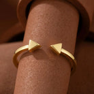 14K Handmade Gold Double Arrow Ring Trendy Minimalist Design with Geometric Shape