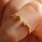 14K Handmade Gold Double Arrow Ring Trendy Minimalist Design with Geometric Shape