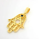 14K Handmade Gold Hamsa Hand Necklace With Star Of David Stone Protective Amulet Pendant - Jewelry