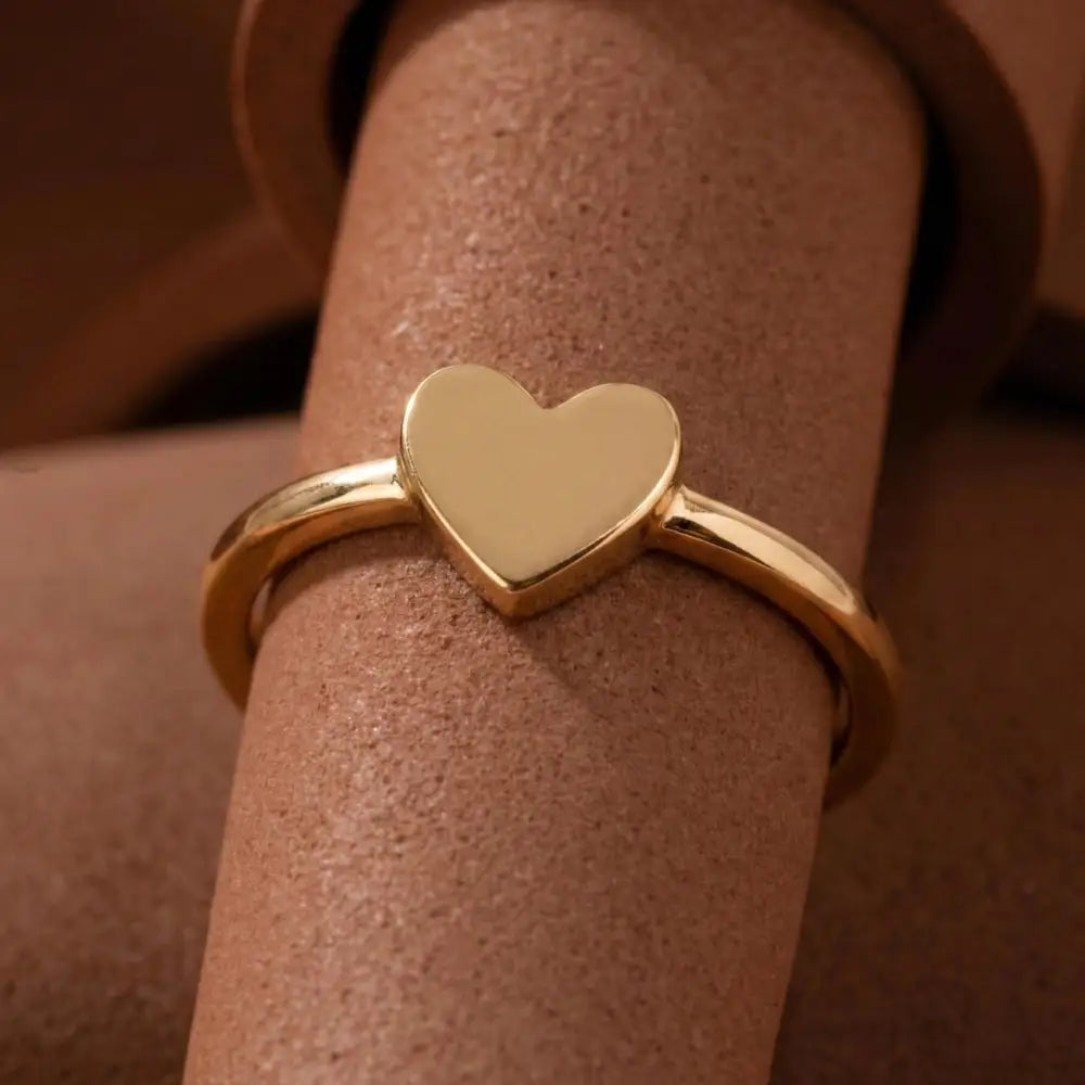 14K Handmade Gold Heart Ring Minimalist Polished Solid Heart Band for Everyday Elegance