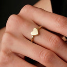 14K Handmade Gold Heart Ring Minimalist Polished Solid Heart Band for Everyday Elegance