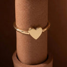 14K Handmade Gold Heart Ring Minimalist Polished Solid Heart Band for Everyday Elegance