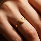 14K Handmade Gold Heart Ring Minimalist Polished Solid Heart Band for Everyday Elegance
