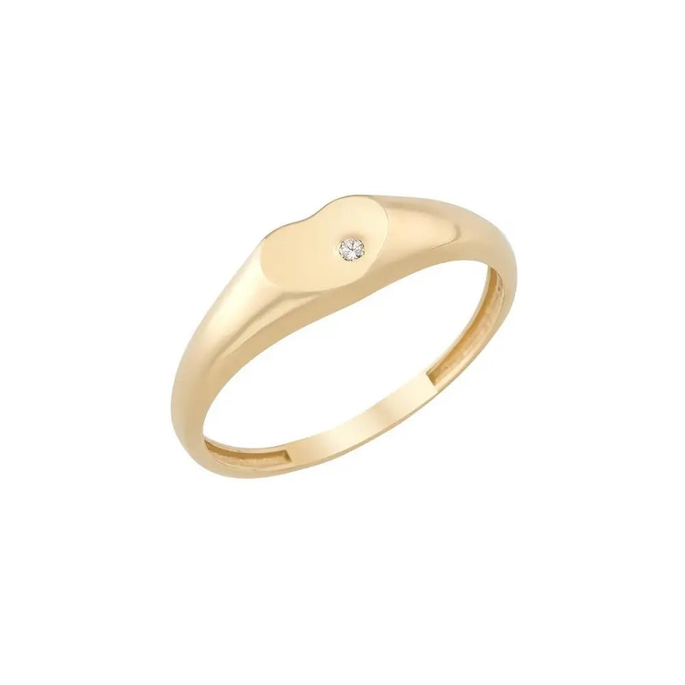 14K Handmade Gold Heart Ring with Diamond Elegant Jewelry Gift for Loved Ones