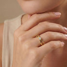 14K Handmade Gold Infinity Ring with CZ Stone Modern Open Shank Solitaire Design