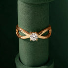 14K Handmade Gold Infinity Ring with CZ Stone Modern Open Shank Solitaire Design