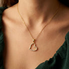 14K Handmade Gold Open Heart Necklace With Cz Stones Minimal Elegant Love Pendant - Jewelry