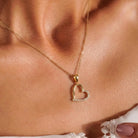 14K Handmade Gold Open Heart Necklace With Cz Stones Minimal Elegant Love Pendant - Jewelry
