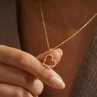 14K Handmade Gold Open Heart Necklace With Cz Stones Minimal Elegant Love Pendant - Jewelry