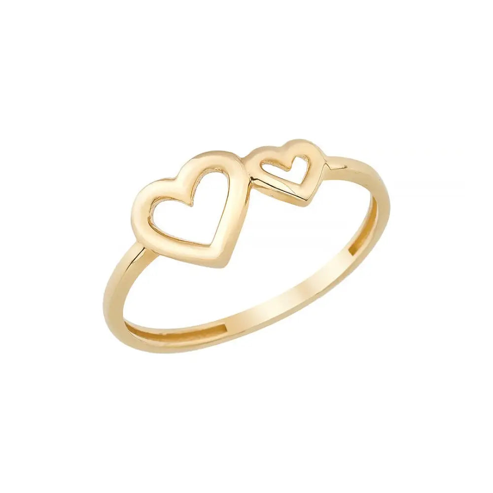 14K Handmade Gold Ring with Double Heart Design Elegant Love Symbol for Her