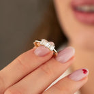 14K Handmade Gold Ring with Five Baguette Diamonds Elegant Sparkling Jewelry