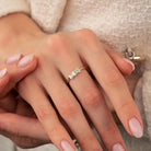 14K Handmade Gold Ring with Five Baguette Diamonds Elegant Sparkling Jewelry