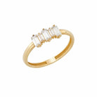 14K Handmade Gold Ring with Five Baguette Diamonds Elegant Sparkling Jewelry