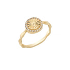 14K Handmade Gold Ring with Radiant Center & Diamond Halo Elegant Sparkling Jewelry