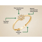 14K Handmade Gold Ring with Radiant Sunflower Diamond Center Sparkling Halo Design