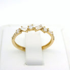 14K Handmade Gold Ring with Round and Baguette Diamonds Elegant Diamond Band for Women