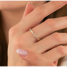 14K Handmade Gold Ring with Round and Baguette Diamonds Elegant Diamond Band for Women