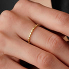 14K Handmade Gold Textured Band Ring Minimal Geometric Block Design with Modern Sculpted Finish